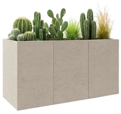 Obrázek produktu pro HowHomely | Květináč – květinový koš – béžový – 90 x 30 x 60 cm – květináč na kolečkách – praktický – dekorativní