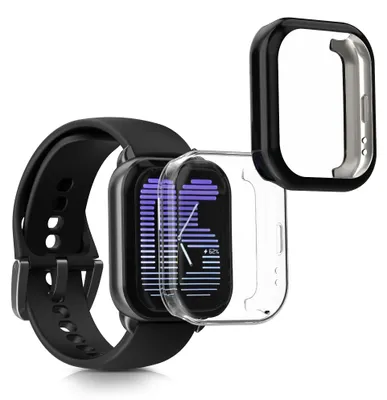 Produktbild von kwmobile 2x Silikon Hülle für Amazfit Active (A2211) Schutzhülle - Fullbody Display Cover Set aus Silikon - Transparent Schwarz