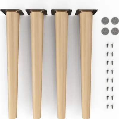 Produktbild von 4x sossai Holzfüße rund - gerade Ausführung 45cm Buche Öl-Finish