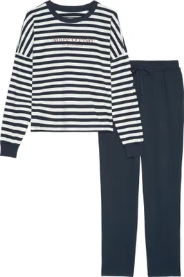 Produktbild von Marc O´Polo Damen Pyjama Mix & Match Baumwolle - Blau/Weiss - Größe XS