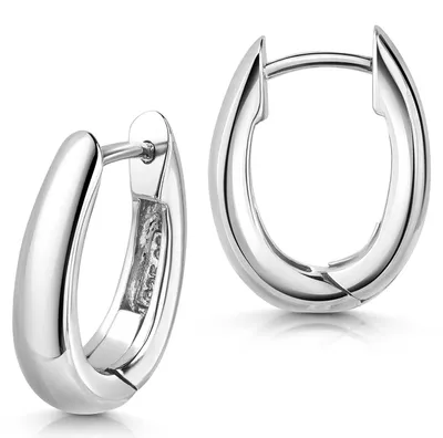 Produktbild von MATERIA by Matthias Wagner Creolen oval 925 Sterling Silber rhodiniert mit Klappverschluss SO-229
