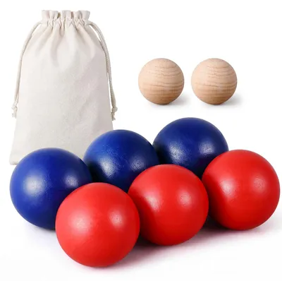 Imagen del producto de Omgoods - Juego de petanca de madera con 6 bolas de colores y bolsa de almacenamiento