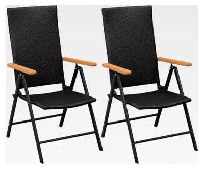 Produktbild von Stapelbare Gartenstühle 2 Stück Polyrattan schwarz