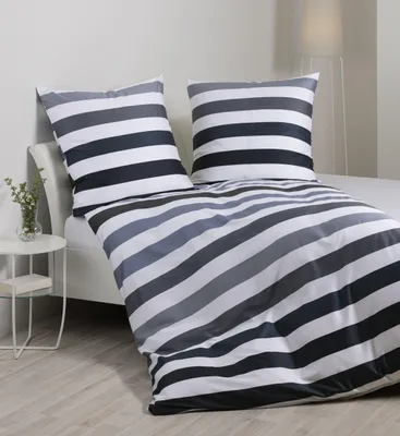 Produktbild von Janine Design Mako-Satin-Bettwäsche-Garnitur 87115 J. D. Farbe silber anthrazit Größe 155x200+80x80