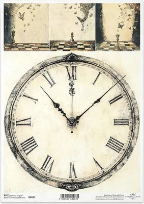 Produktbild von Reispapier für Decoupage A4 - Schachbrettuhr - R2625 - Itd Collection