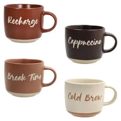 Image de Lot de 4 tasses sans soucoupes, 370 ml, couleur barista, multicolore