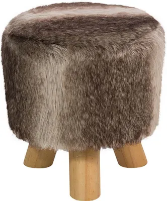 Immagine prodotto di BELIANI Poggiapiedi marrone e beige, in ecopelliccia, forma rotonda, con pelo, da utilizzare come sgabello o da posizionare su un treppiede