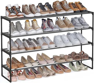 Produktbild von PolkaHome® 4-stufiges Schuhregal, Metall, stapelbar, 30 x 117 x 75 cm