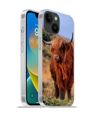 Produktbild von MuchoWow® Handyhülle Schutzhülle Hülle für Apple iPhone 14 - Softcase Schottische Highlander - Gras - Steine Silikon Softcase Handy Hülle - Mobiltelefonhülle