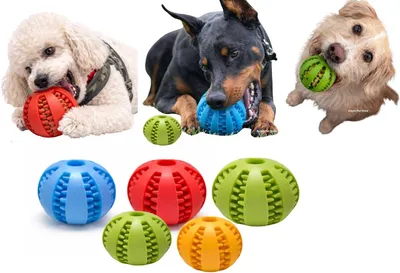 Imagen del producto de Juguete para perros, pelota dispensadora de golosinas, juego de 2 unidades, de 5 cm y 7 cm, para jugar de forma interactiva