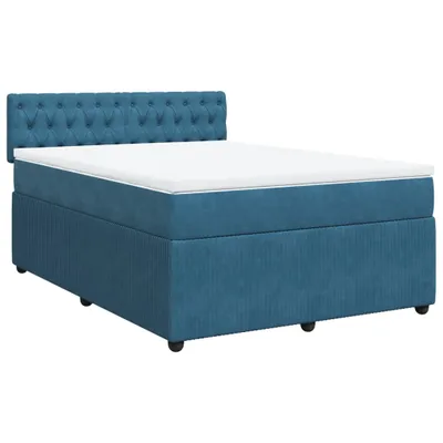 Produktbild von Boxspringbett mit Matratze Blau 140x190 cm Samt