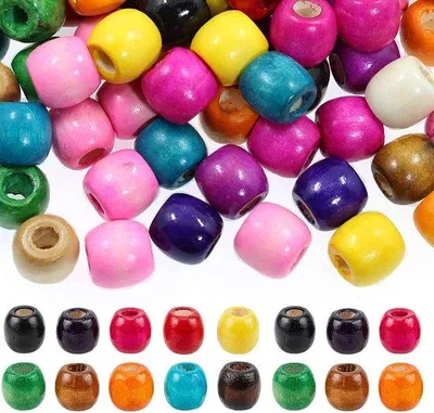 Produktbild von Bunte Holzperlen 16x17mm zum Fädeln