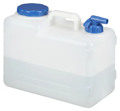 Obrázek produktu pro Relaxdays 15l kanystr na vodu, výpustný kohoutek, šroubovací víčko, přenosný kanystr na pitnou vodu, bez BPA, kempování, auto, bílý