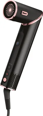 A black Shark hair dryer with rose gold accents is shown against a white background.