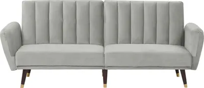 Zdjęcie produktu dla BELIANI Sofa rozkładana jasnoszara welurowa funkcja spania glamour duży pokój salon pokój gościnny łóżko kanapa wersalka tapczan