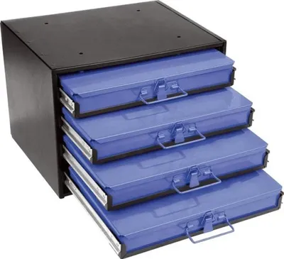 Produktbild von Werkzeugkiste mit 4 Ordnungselementen, leer, Metall, 410 x 325 x 300 mm