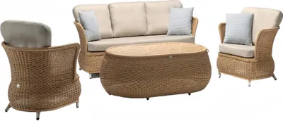 Image de Meuble de jardin Canapé 3 places Garniture de jardin en rotin Noble table basse 2x fauteuils 4pcs