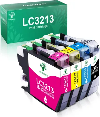 A set of four ink cartridges and their packaging.