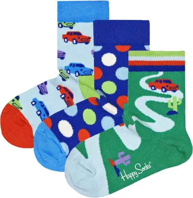 Produktbild von Happy Socks Kinder Socken uni, 3er Pack - Geschenkbox, Baumwolle, Farbmix Roadtrip 13-21