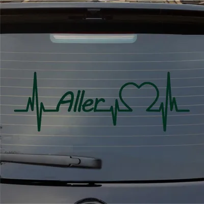 Produktbild von Heckscheibenaufkleber Aller Herzschlag Puls Fluss Wasser Liebe 55x18 cm Dunkelgrün Auto Aufkleber Sticker