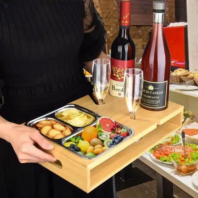 Obrázok produktu pre Držiak na nápoje a občerstvenie Famanu, bambusový dizajn