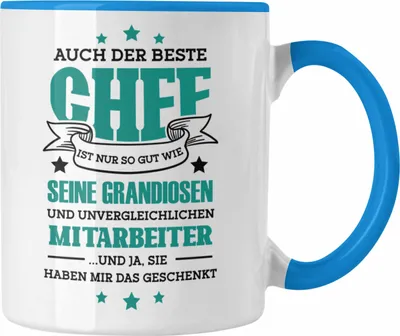 Produktbild von Trendation - Tasse Geschenk für Chef von Mitarbeitern Spruch Kaffeetasse (Blau)