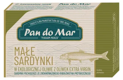 SARDYNKI EUROPEJSKIE W BIO OLIWIE Z OLIWEK EXTRA VIRGIN 120 g - PAN DO MAR