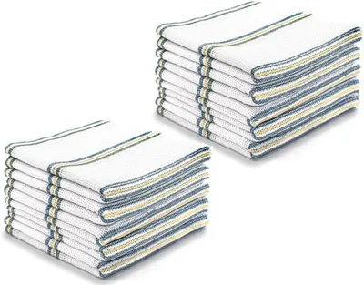 Productafbeelding van Vaatdoeken Set - Keukendoeken Katoen - Keuken Schoonmaken - Zeer Absorberend - 20 Stuks - Wit Met Strepen