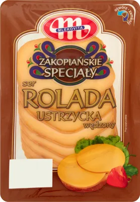 Zdjęcie produktu dla Mlekovita Ser Rolada Ustrzycka wędzony, parzony, dojrzewający 150g