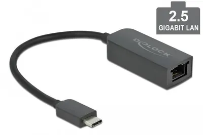 Produktbild von Delock Adapter USB Type-C™ Stecker zu 2,5 Gigabit LAN kompakt