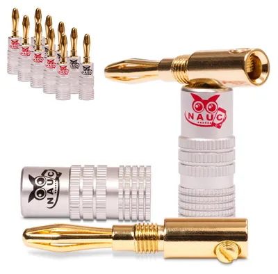 Produktbild von Bananenstecker für Lautsprecherkabel 12x Stecker NAUC Vergoldet Steckverbinder