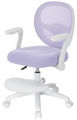 Produktbild von HOFFREE Kinder Schreibtischstuhl Ergonomischer Lernstuhl mit Klappbarer Armlehne & Fußstütze Drehbar Kinder-Computerstühle Netztisch-Stuhl Lila