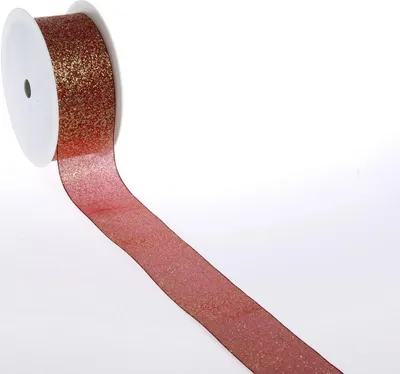 Produktbild von Organzaband mit Goldglitter - rot - 40mm - 20m - 54111 40 38