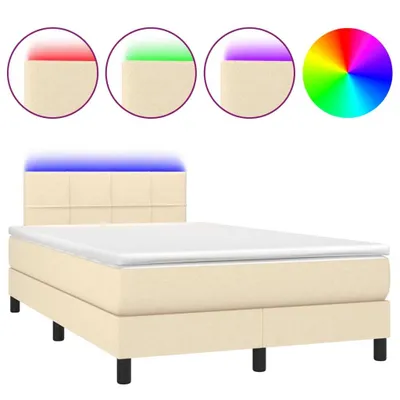 Produktbild von Boxspringbett mit Matratze & LED Creme 120x200 cm Stoff