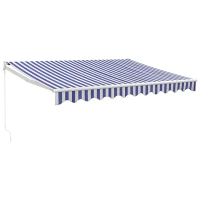 Produktbild von vidaXL Markise Einziehbar Blau und Weiß 3,5x2,5 m Stoff und Aluminium