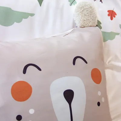 Immagine prodotto di Set biancheria da letto in microfibra reversibile stampato foresta d'autunno, 140cm, Beige e verde