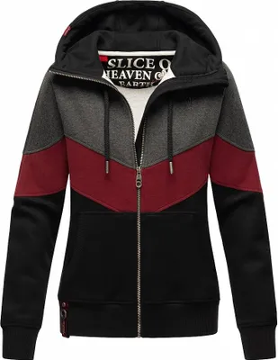 Produktbild von Navahoo Damen Sweatshirt Kapuzen Pullover Zipper Hoodie Warm Sweater Honigperle Schwarz Gr. 36 - S