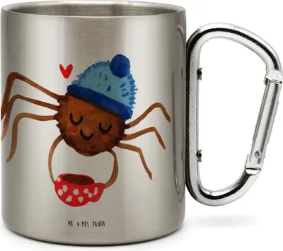 Produktbild von Mr. & Mrs. Panda Thermobecher Spinne Agathe Kaffee - Transparent - Geschenk, Morgenmuffel, Morgen, Weiser Spruch, Teetasse, Edelstahlbecher, Lebensweisheiten