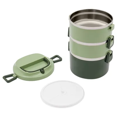 Produktbild von Lunchbox Edelstahl Brotdose 3-lagige  Stapelbare Lunch Box Lebensmittelbehälter