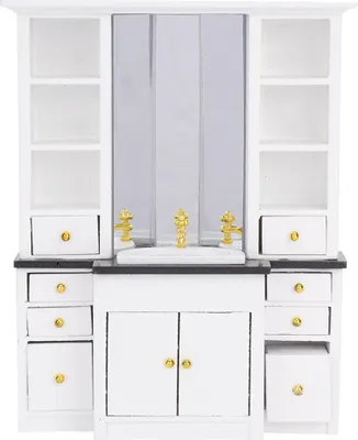 Obrázek produktu pro 1/12 Dollhouse mini umyvadlová skříňka miniaturní nábytek pro koupelnu kuchyňská dekorace bílá