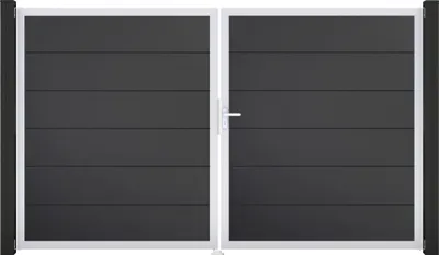 Produktbild von Doppeltor GroJa BasicLine rechts vormontiert ohne Pfosten Rahmen Aluminium 300 x 180 cm anthrazit