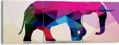 Produktbild von Bild auf Leinwand - Leinwandbild - Elefanten Illustration Bunt - 150x50cm - Wand Bild - Wanddeko - Leinwanddruck - Bilder - Kunstdruck - Wanddekoration - Leinwand bilder - Wandkunst - CA150x50-2807