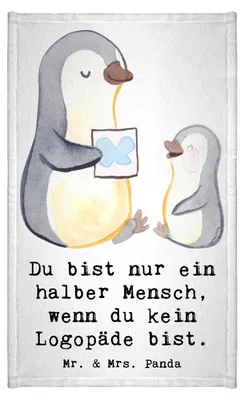 Produktbild von Mr. & Mrs. Panda Handtuch Logopäde Herz - Weiß - Geschenk, Lustig, Mini-Handtuch, Ausbildung, Klein, Gäste-WC, Spruch, gäste wc, Witzig, Gästetuch, Studium