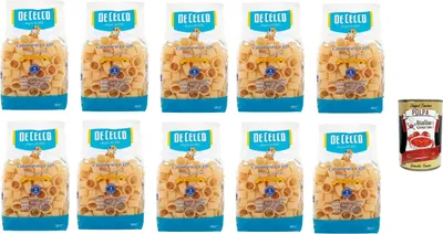 Produktbild von De Cecco Le Specialità Calamarata N°129, 100% Italienisch Pasta Nudeln 10x 500g + Italian Gourmet Polpa 400g