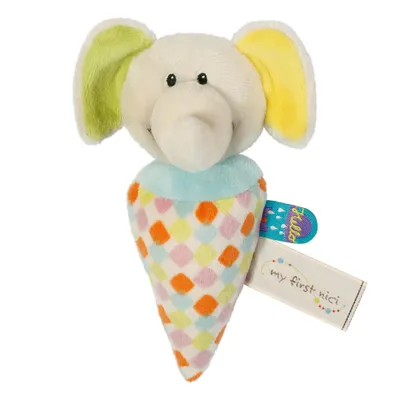 Produktbild von NICI Greifling Eistüte Elefant Dundi mit Rassel, Plüschtier, Schmusetier, Kuscheltier, Baby, 11 cm, 39710