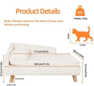 Produktbild von Famanu Hundesofa - Erhöhte Hundebank für kleine und mittelgroße Hunde und Katzen - Beige