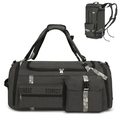 Gymtas 3-in-1 mit Schuhfach & Nassfach, Grau, 45 L