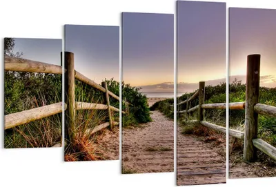Produktbild von Bild auf Leinwand - Leinwandbild - Pfad Landschaft Himmel - 150x100cm - Wand Bild - Wanddeko - Leinwanddruck - Bilder - Kunstdruck - Wanddekoration - Leinwand bilder - Wandkunst - EG150x100-0143