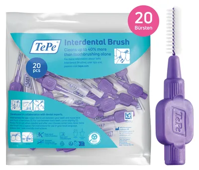Produktbild von 20-Pack TePe Interdentalbürsten Original Lila, ISO-Größe 6, 1,1mm, Reinigung der Zahnzwischenräume
