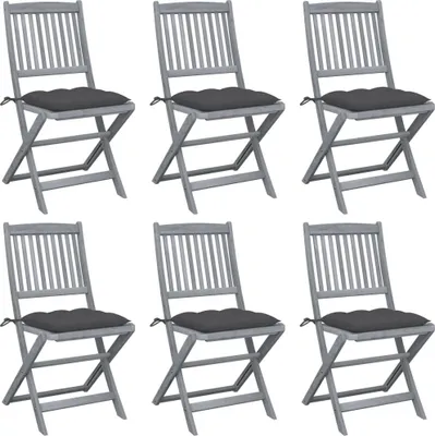 Produktbild von "2024 Moderne" Klappbare Gartenstühle 6 Stk. mit Kissen Massivholz Akazie - Gartenstühle Neu7501060